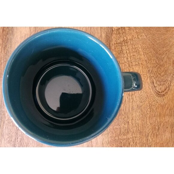2014 Starbucks Teal Green Blue Solid Scalloped Coffee Cup Tea Mug | 14oz - Picture 3 of 4